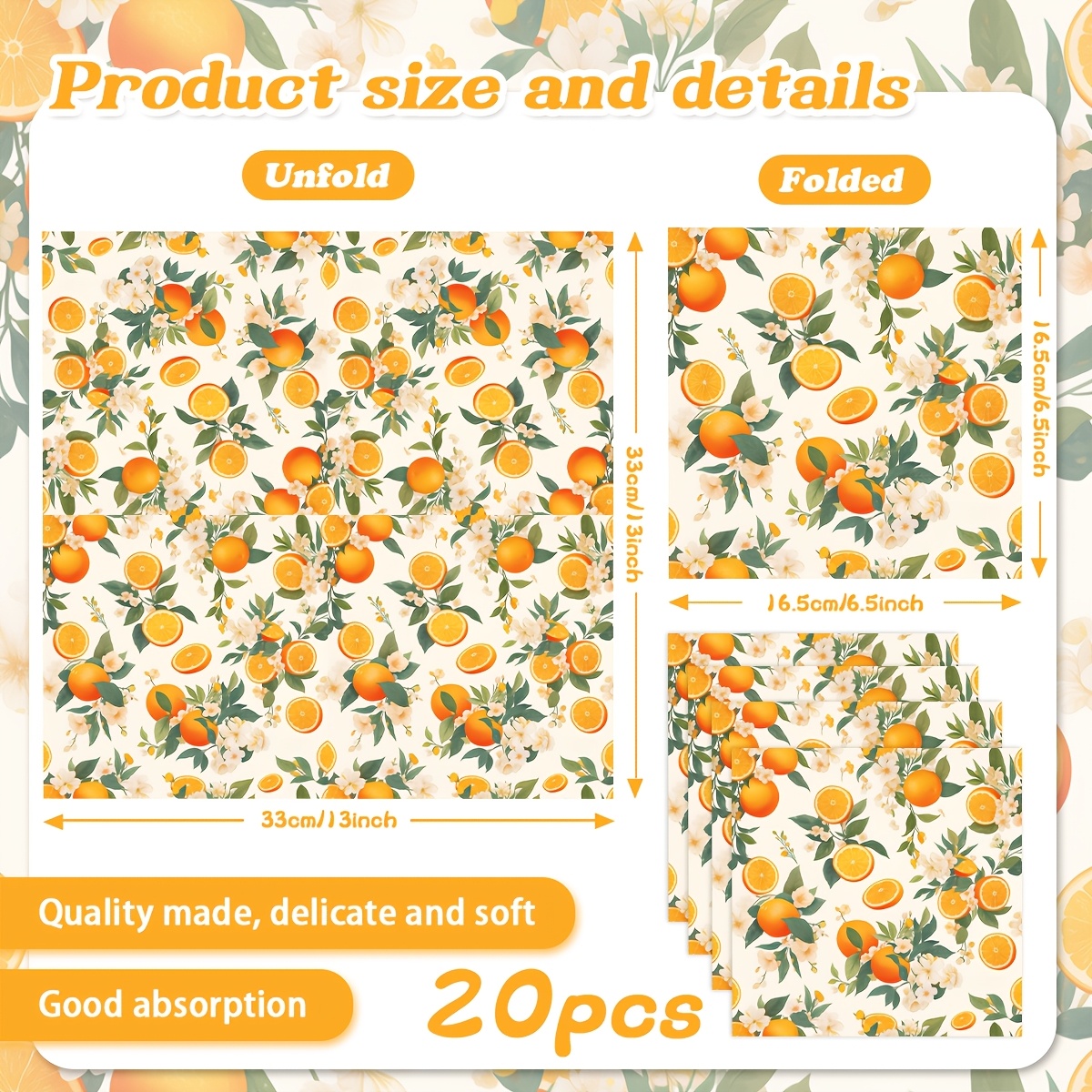 TEMU Orange Floral Party Napkins Suitable For Weddings, Birthdays, Banquets - Elegant Table Decorations With Layered Paper Napkin Sheets For Dinner