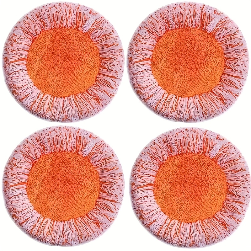 

4pcs Sunflower Microfiber Mop Pads - Wet/dry Cleaning Replacement Heads, Round Dust Removal For Home, Office & Car, Polyester, Unscented, No Electricity Needed