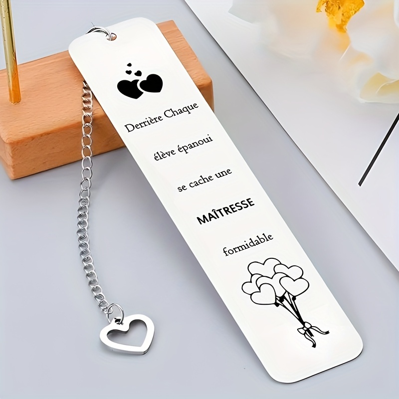 marcador de livro vintage francês para professores | design floral   de   + mensagem de agradecimento   chaguar, perfeito para   do professor / presentes de formatura,   para professores femininas, com uma corrente de metal  