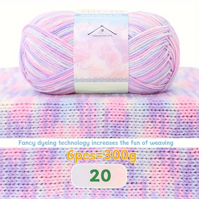 Image of 300g Of Combed Cotton Yarn In Vibrant Colors For Crafting, Suitable For Knitting And Crocheting Items Like Sweaters, Scarves, Hats, And Gifts. Each Ball Of Yarn Weighs 50g, Packaged In Bags Of 6