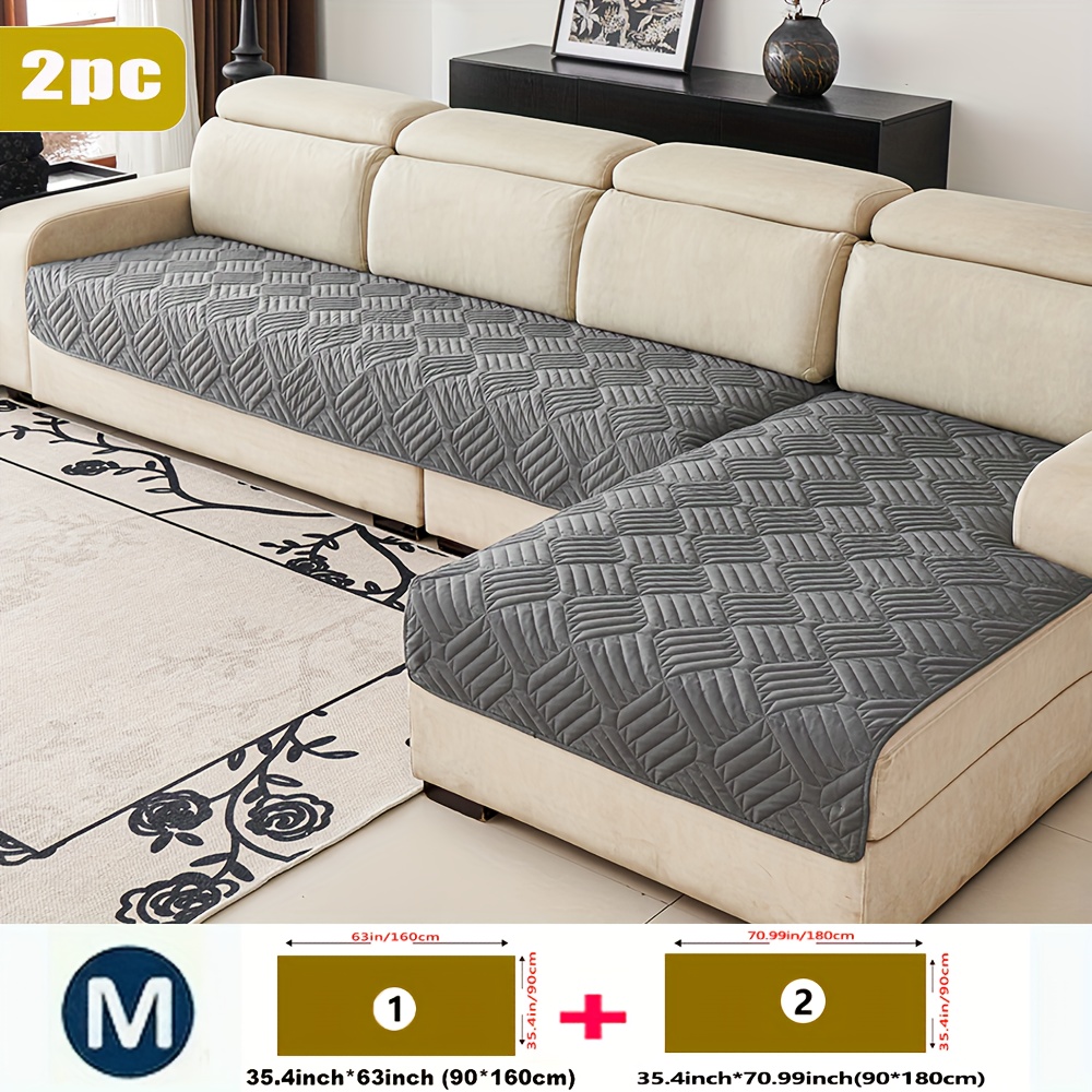 Woven Technology 2pcs Technology Embossed Sofa Cushion, Pet-proof Anti-slip Wear-resistant Sofa Cover, Machine-washable For -seater L-shaped Corner Sofas