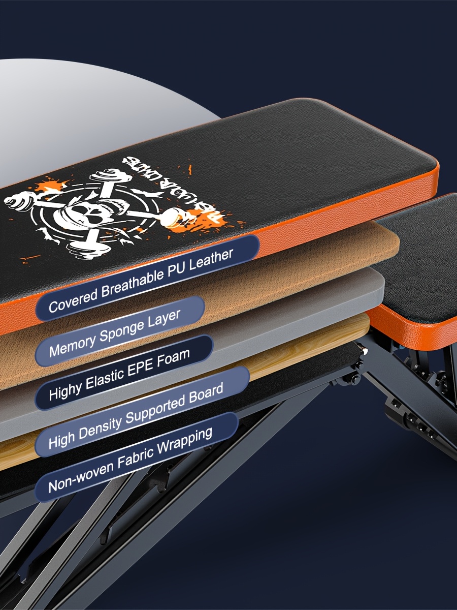 VOWVIT Opvouwbare Verstelbare Gewichtbank 4-in-1 Zware Trainingsbank met Gewichtscapaciteit, Verstelbare Helling voor Volledige Lichaamstraining - Opvouwbare Multifunctionele Bank Geschikt voor Thuisgym, Krachttraining, Gewichtheffen & voor Fitnessniveaus