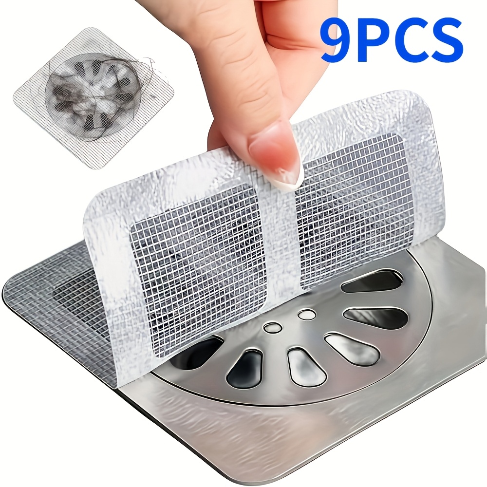 TEMU Paquete de 9 recolectores de pelo para baño, filtro de desagüe, cubierta autoadhesiva para desagüe de cocina, antiatascos y a prueba de insectos