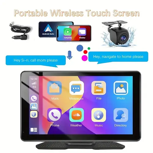 high definition display and portable android auto mircast for car with dash camera and reverse camera security the driving pleasure with a strong sense of