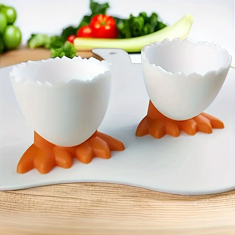 

1pc/3pcs Fun Cartoon Chicken Egg Cups, Plastic Non-food Contact Holders For Home & Restaurant Use, Kitchen Breakfast Tableware Accessories, Chicken Accessories