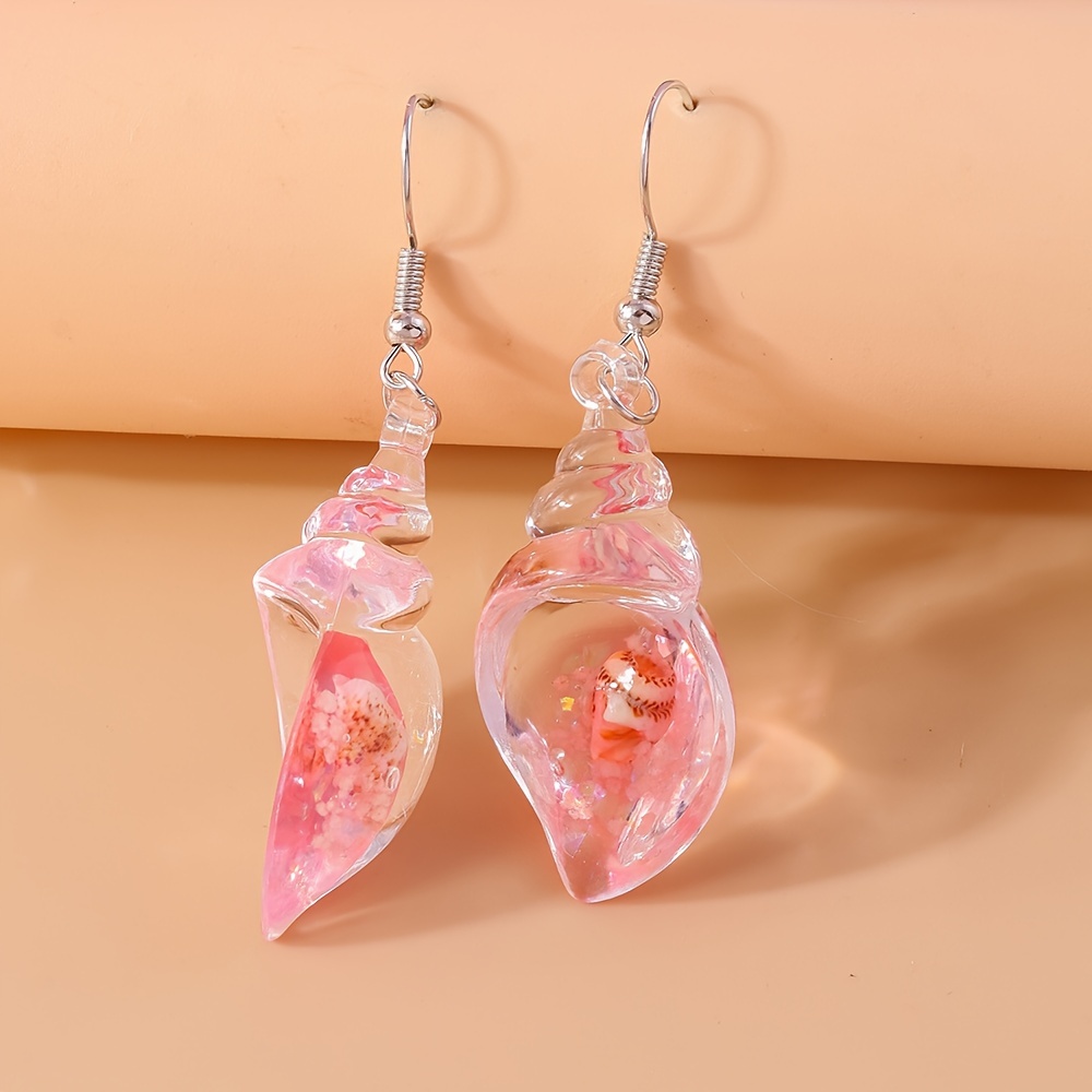 Image of Conch Design Dangle Earrings Cute Summer Beach Holiday Earrings For Music Festival