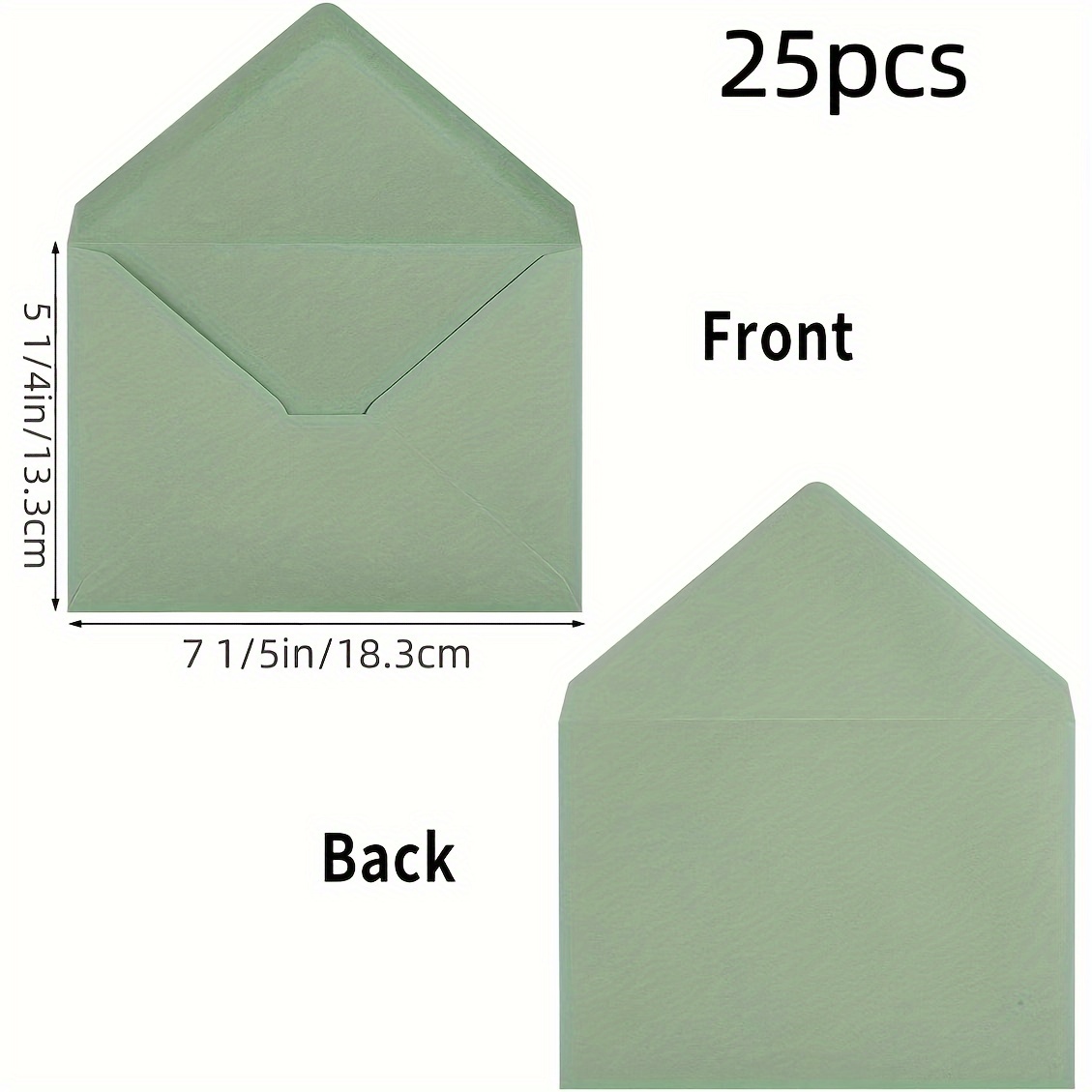 Sage Green A7 Envelopes, 25/50/100 Envelopes, 5..24 Inches, Fits 5 X 7 Wedding Invitations, Greeting Cards, Birthday