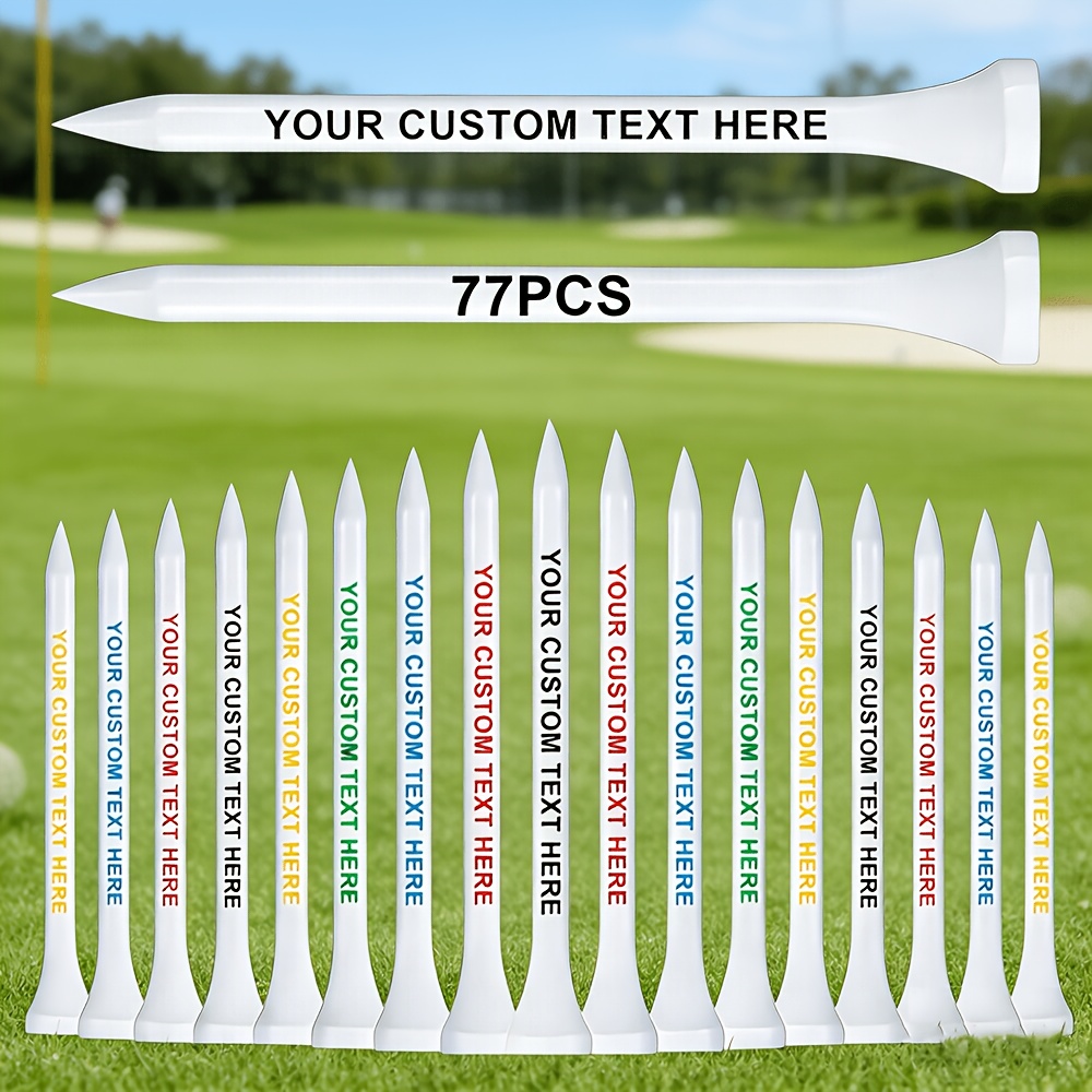 TEMU 77 Personalized Golf Tees, Color-printed, With Bulk Customization Options For Text Including Names, Words, Logos, Promotional Messages, And