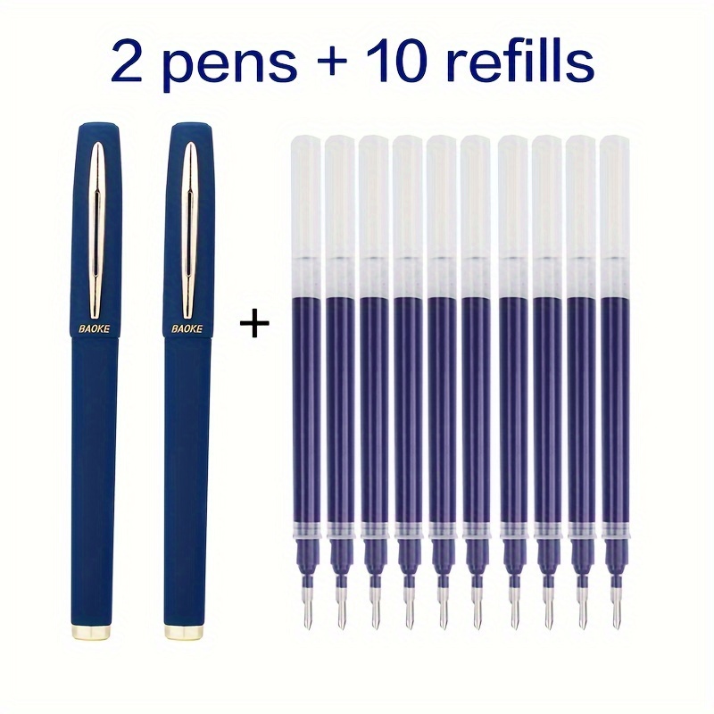 

2 Pens+10 Refills 1.0mm 0.7mm 0.5mm Black Blue High-capacity Matte Signing Painting Art Design Student Calligraphy Examination Business