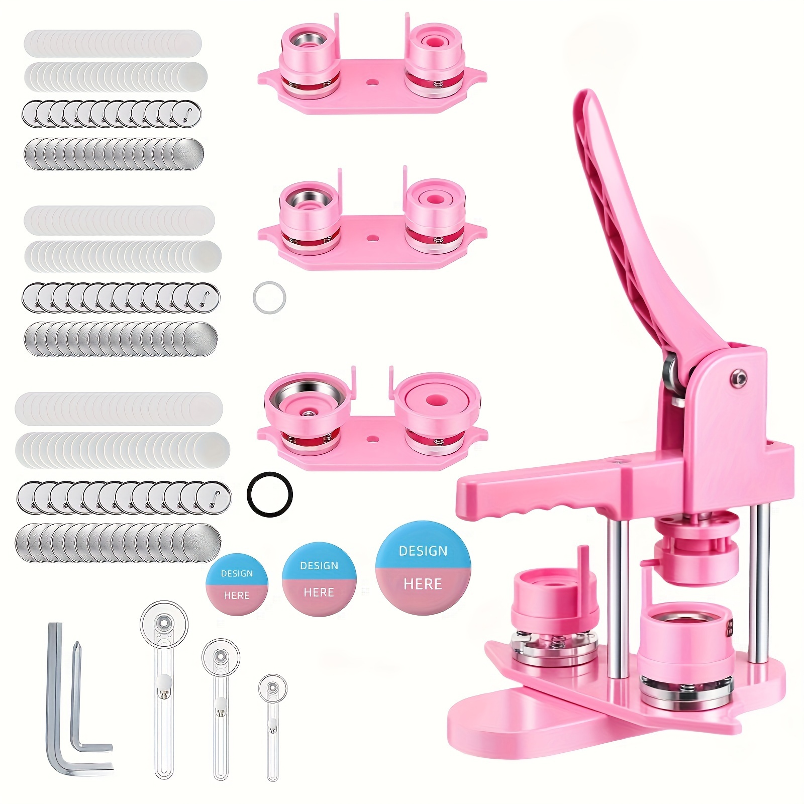 

Diy Button Maker Press Machine: 3 Size Molds (25mm, 32mm, 58mm) - Easy Installation, 100 Pcs Button Parts, Circle Cutter, And Magic Book Included