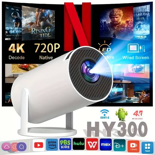 projector featuring wifi 6 and wireless local 720p resolution 4 portable applications system automatic keystone adjustment suitable for laptops pcs and smartphones