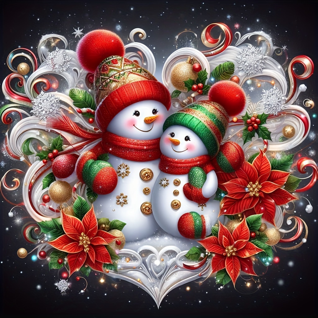 

5d Diy Christmas Snowman Diamond Painting Kit Round Drill, 30x30cm Canvas Art With Full Drill Mosaic Craft, Diamond Art Home Decor, Wall Art Gift Without Frame
