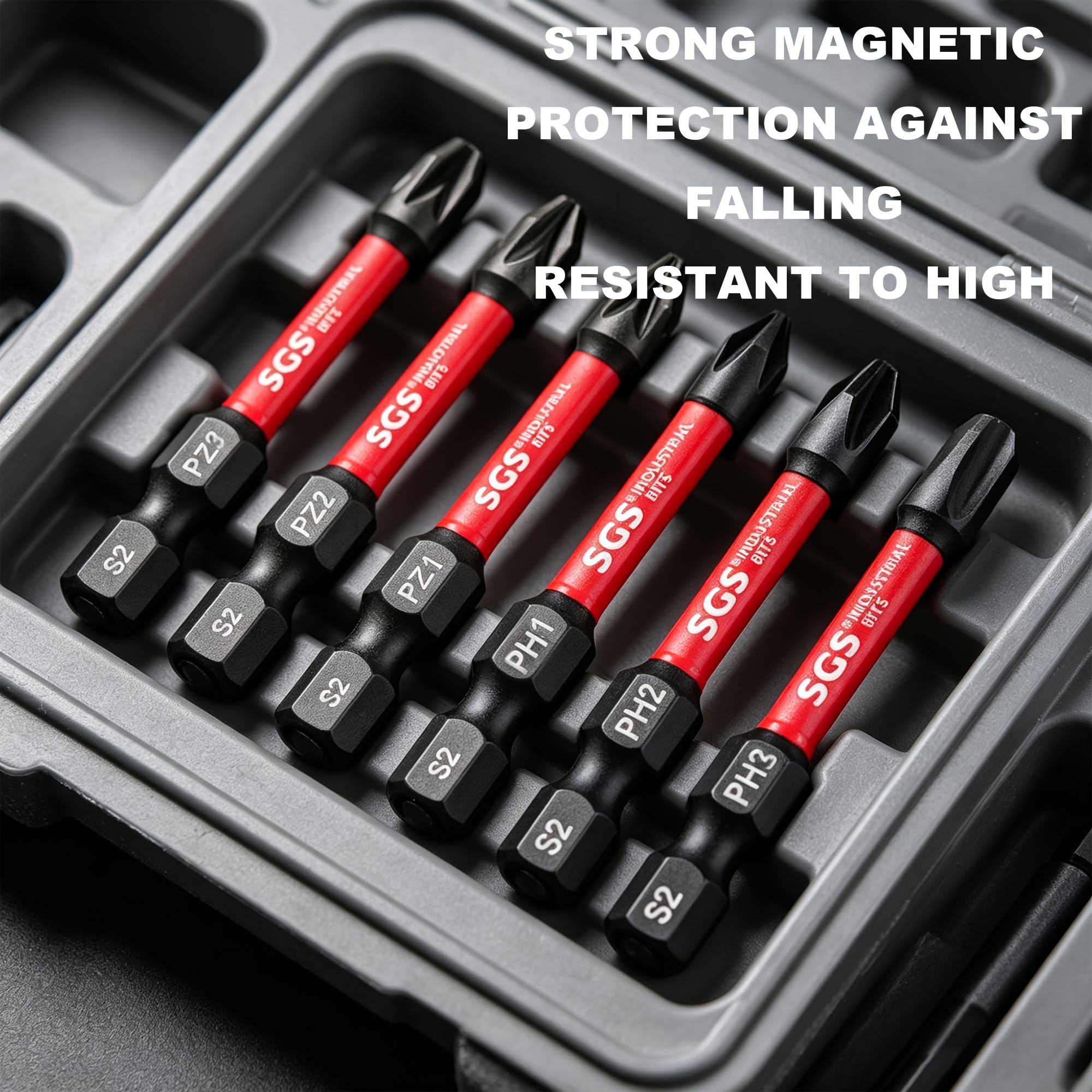 TEMU 6pcs 50mm S2 Steel Pz1/pz2/pz3/ph1/ph2/ph3 Bit Set, Strong Magnetic, Anti-drop, High Torque Resistant, Non-slip, Universal Hex Shank, Compatible