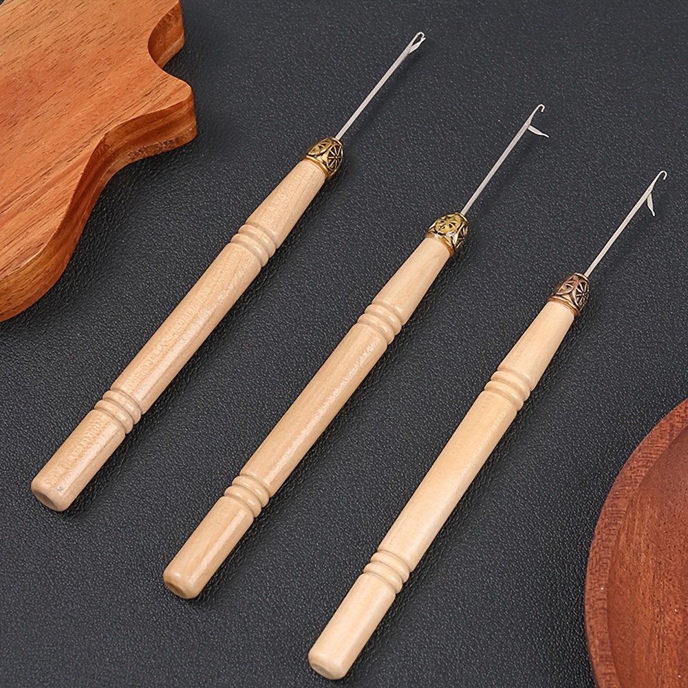 3 Hollow Patterned Crochet Hooks, Used For Installing Dreadlock Extensions With A Hook