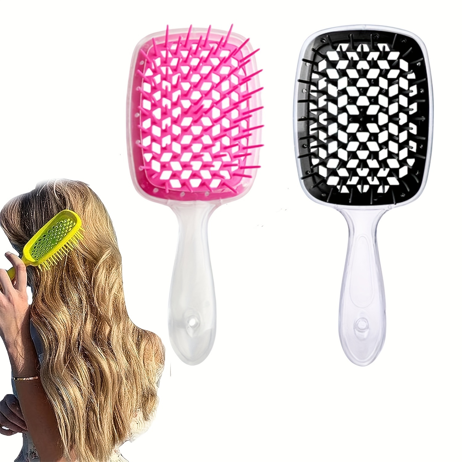

Hollow Out Hair Comb For Scalp Massage And Hair Care - Transparent Handle For Easy Grip - Perfect For Men And Women