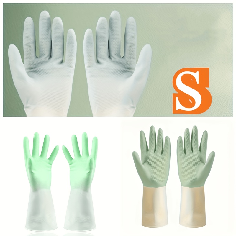 TEMU 1. paar dikke latex keukenhandschoenen, antislipgreep voor afwassen, schoonmaken en huishoudelijke artikelen, perfect voor keuken, badkamer en