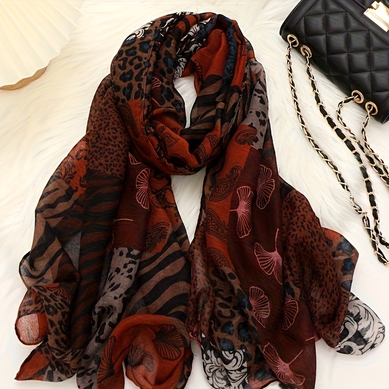 1pc Retro Leopard Print Sexy Elegant Fashion Lightweight Scarf