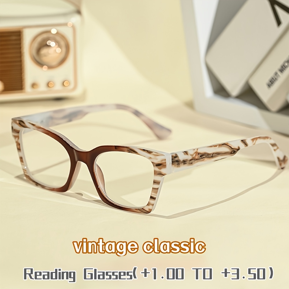 4-Pack Lightweight Square Frame Vintage Reading Glasses