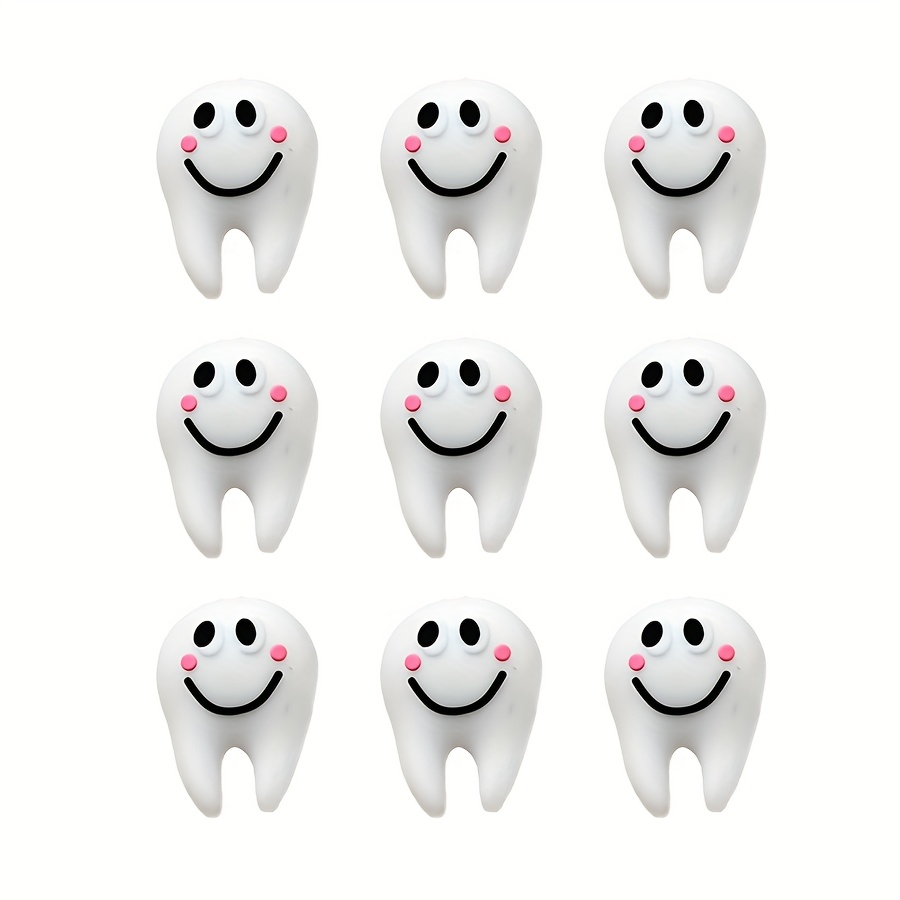 A Set Of 9 Silicone Beads For Dental Decoration, Featuring Cartoon Designs, Suitable For Projects Like Keychains, Bracelets, Necklaces, And Pen Lanyards