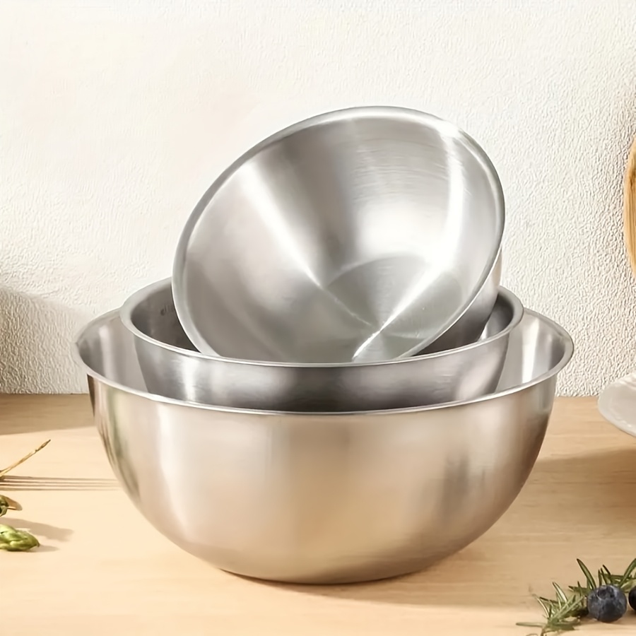 3pcs stainless steel salad bowl set mixing bowl suitable for salads noodles soup fruits vegetables eggs baking grilling cooking outdoor and kitchen use easy to store