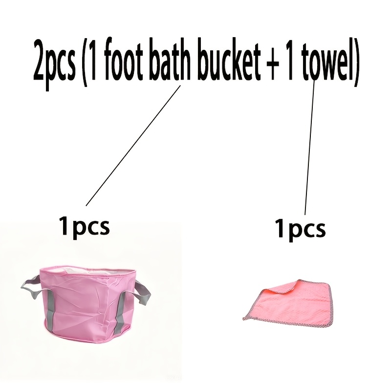 TEMU Set de bassin de trempage pour pieds pliable, mini seau rose pliable en tissu Oxford avec sac de rangement + serviette, bassin à pied portable