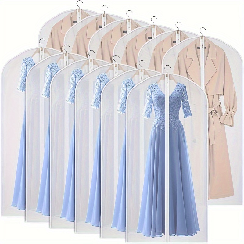 

6pcs Sacs à Vêtements en PVC Transparent avec Fermeture Éclair sur Toute la Longueur, Rangement Anti-Poussière pour Costumes, Robes, Manteaux, Organisateurs de Garde-Robe pour la Maison