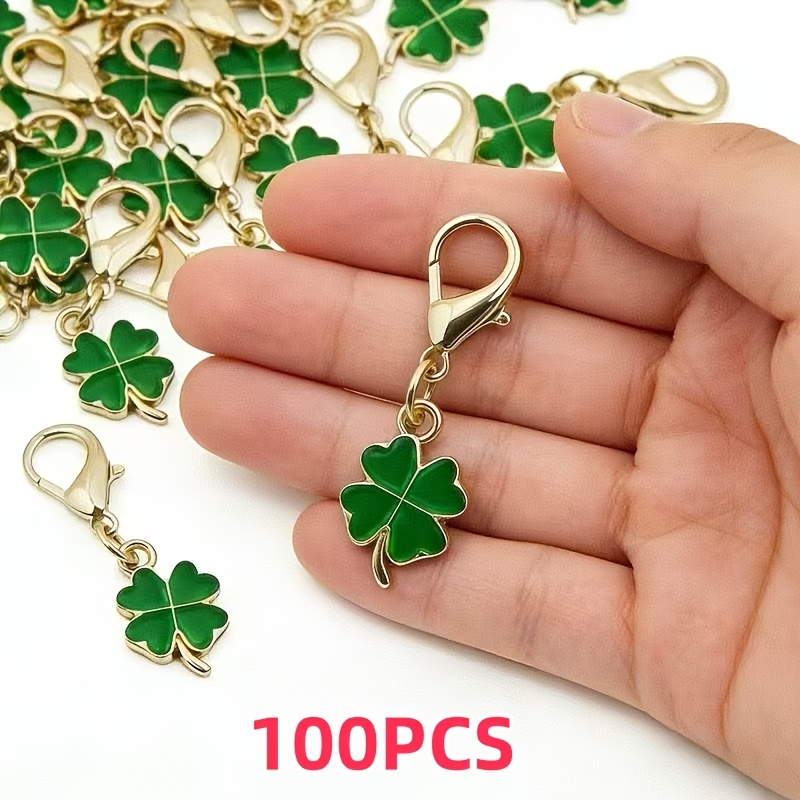 TEMU 100pcs Clover Keychain Set - Alloy Plant Design, Lobster Clasp - 's Day, Graduation Ceremony, Cute Women' Charm, Fashion Accessory, Elegant Key