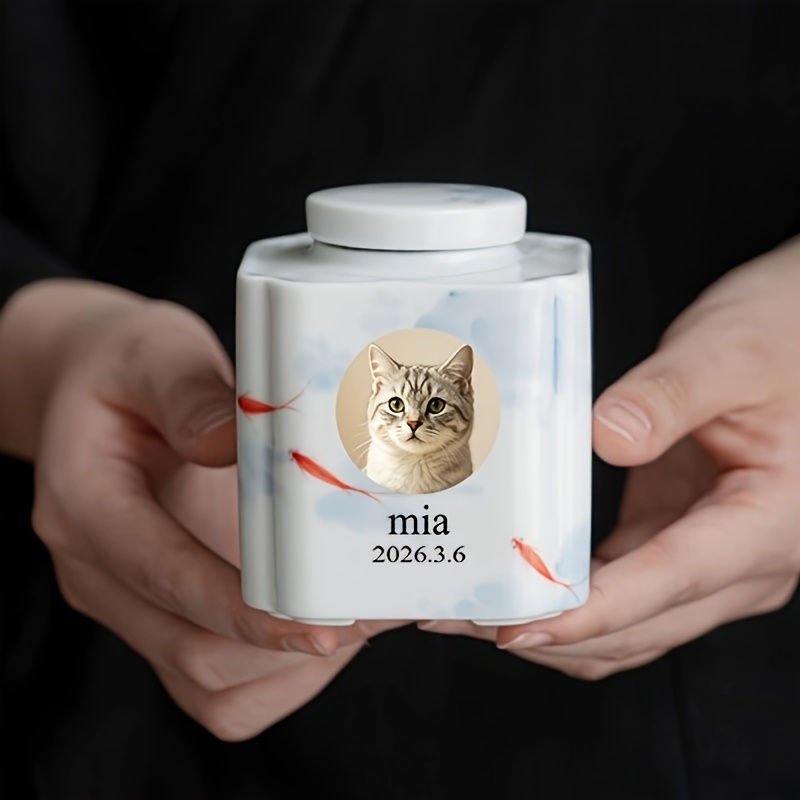Hand-Painted Fish Ceramic Custom Pet Urn for Dogs and Cats