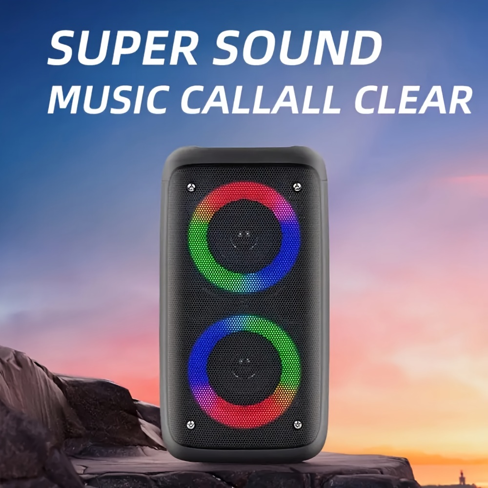 Boombox Wireless Speaker with Subwoofer and RGB Lights
