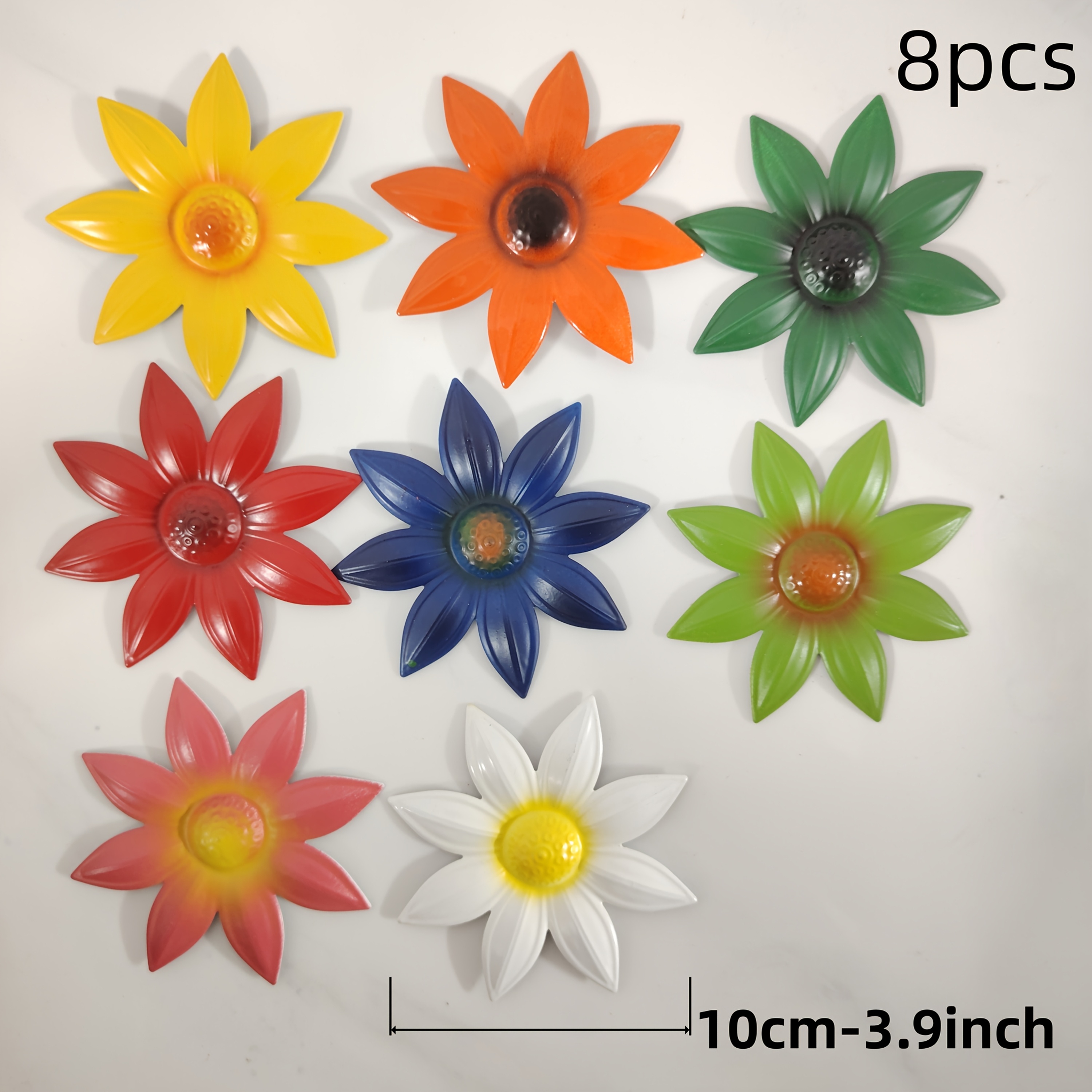 TEMU [2.5d] 8-9 Vibrant Metal Artificial Flower Wall Art In Colorful , Outdoor Artificial Flowers, Outdoor Wall Decor, Perfect For Home And Outdoor