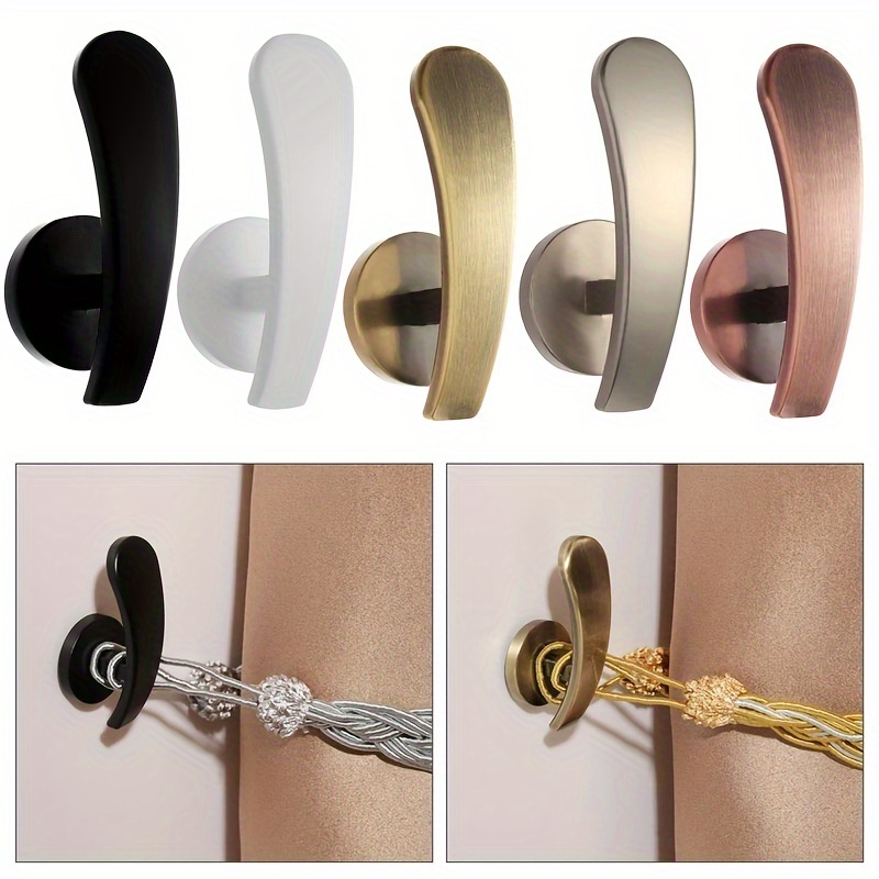 

Set Of 2 Curtain Tieback Hooks, Wall-mounted Curtain Bracket With Screws, Heavy-duty Golden Decorative Window Curtain Rod Hooks, Suitable For Living Room, Bedroom, Etc.