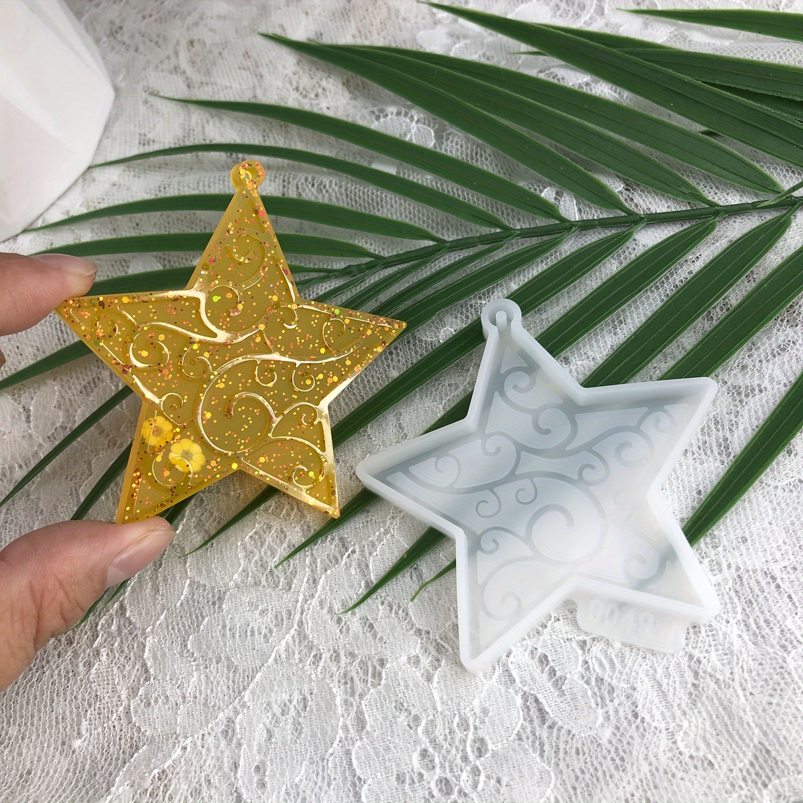 

Christmas Pattern Star Keychain Silicone Mold Diy Christmas Star Keychain Pendant Necklace Pendant Epoxy Resin Silicone Mold Casting Mold