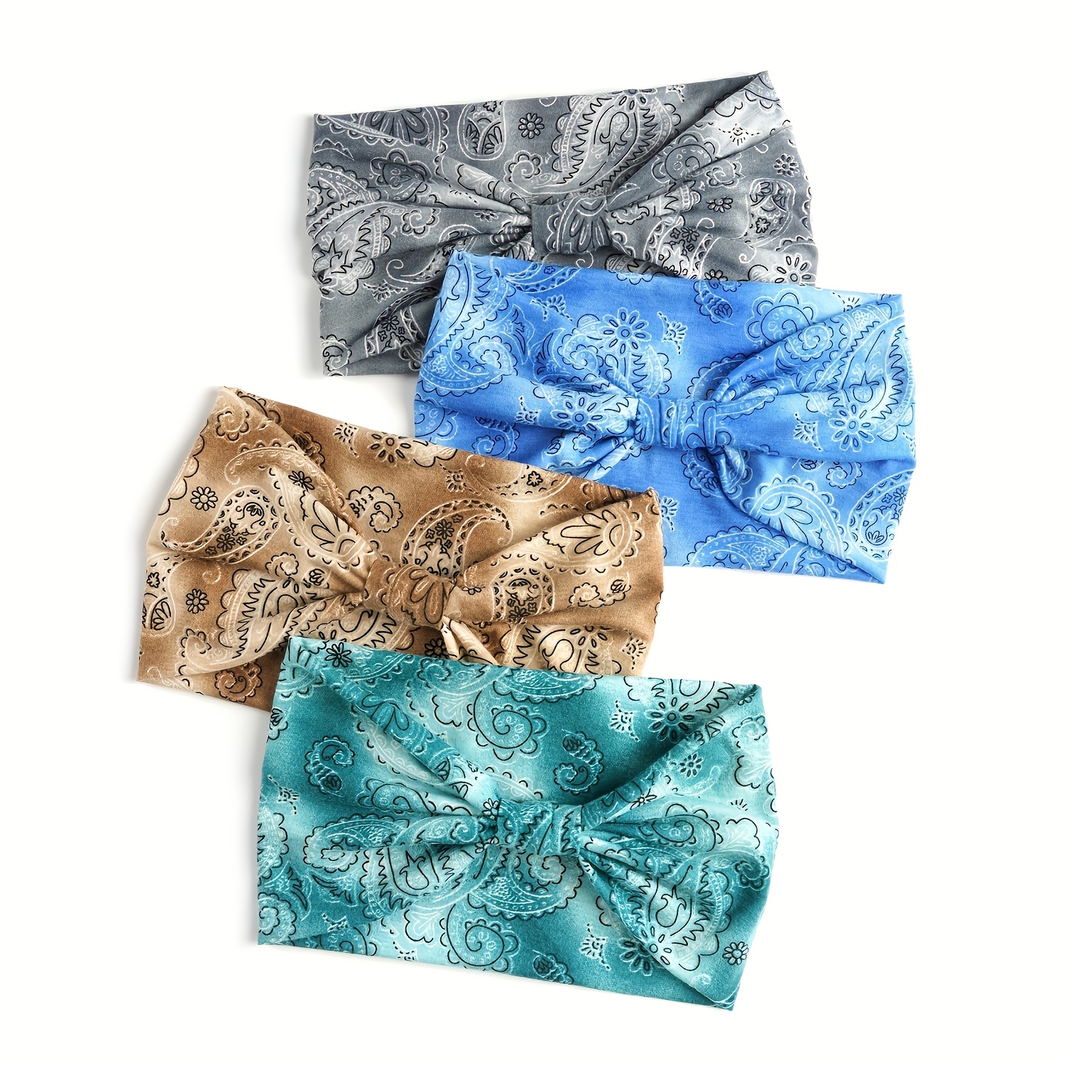 TEMU 4pcs Paisley Printed Women's Headband, Non Slip, Elastic Headband, Elegant , Suitable For Sports And Yoga, Accessories
