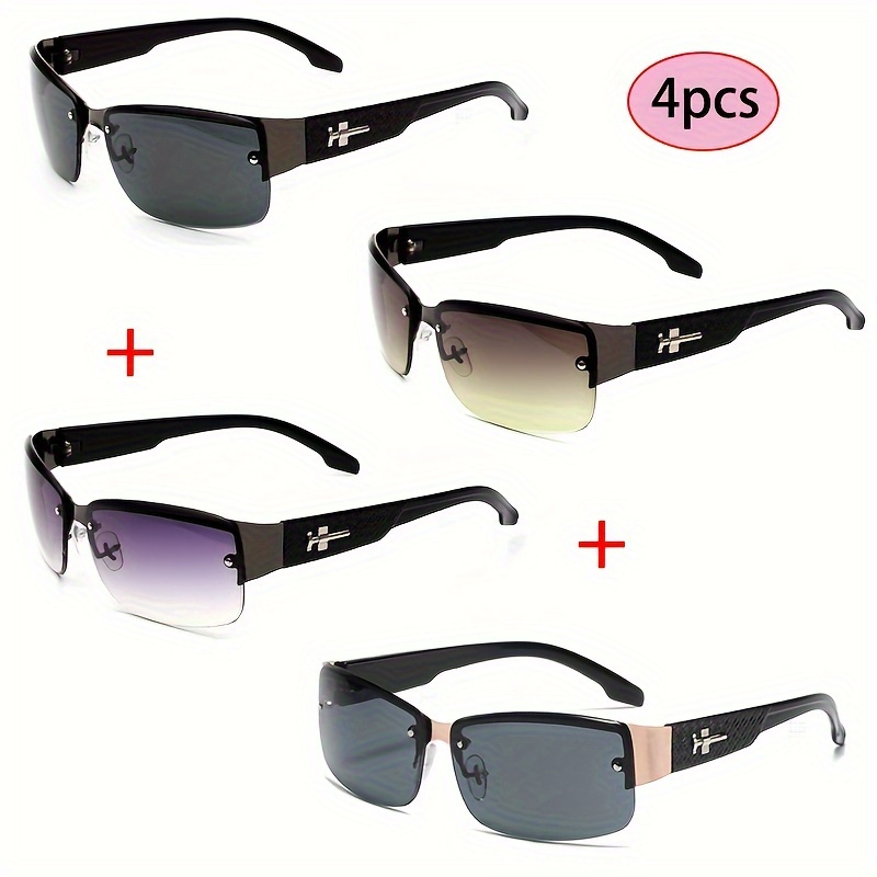 

4pcs Rectangle For Women Metal Frameless For Cycling Travel Driving