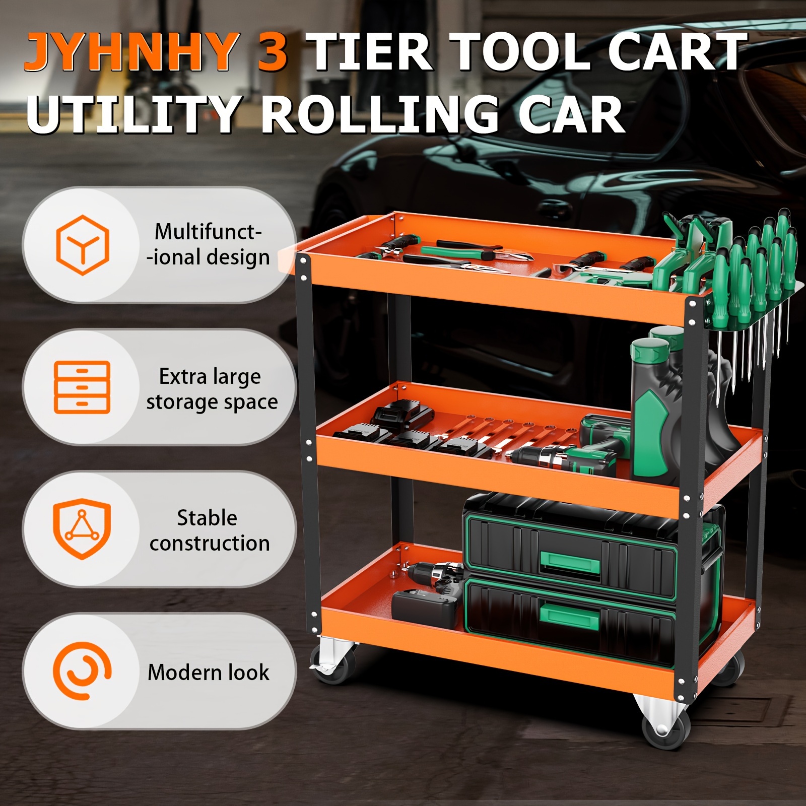 3 Tier Rolling Tool Cart Mechanic Tool - Temu