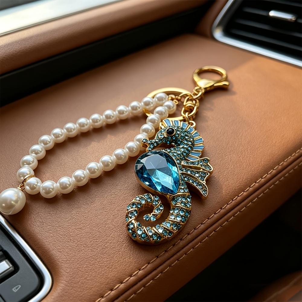 TEMU 1pc Fashion Metal Seahorse Keychain - Car Key Hanger, Women' Accessory, Holiday Gift