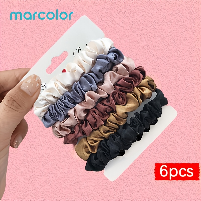 TEMU Marcolor set van 6/12 stuks zachte satijnen haarelastiekjes in Koreaanse stijl, veelzijdige basisstijl, duurzaam en niet-irriterend,