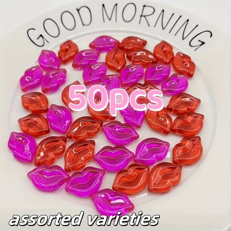 

50pcs Lip-shaped Resin Beads Assortment - , Valentine's Day, Weddings, Parties & Crafts Jewelry Making Supplies