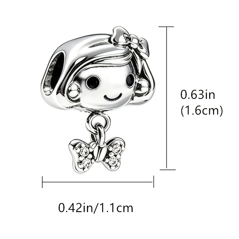 925 Sterling Silver Little Girl Head Dangle Charm, Gift