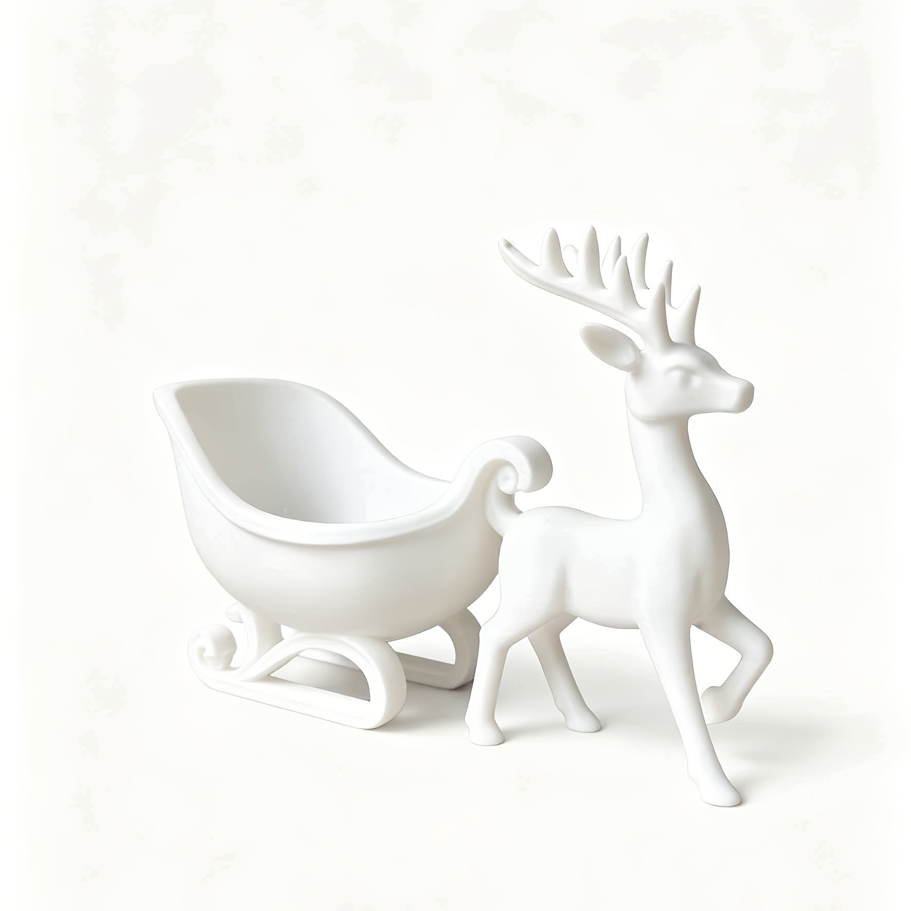 TEMU Ornement Traîneau de , Sculpture Décorative de Noël Blanche , Petit Ornement Créatif, Artisanat Décoratif de Comptoir, Décoration de Fêtes ,