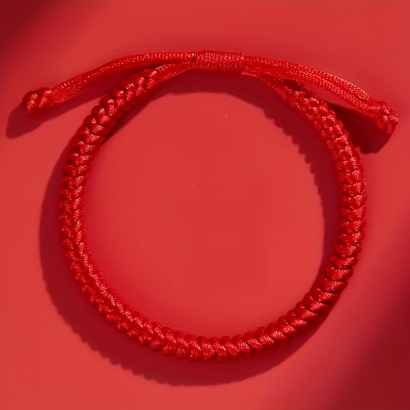Adjustable Red Cord Bracelets with Weave Pendant