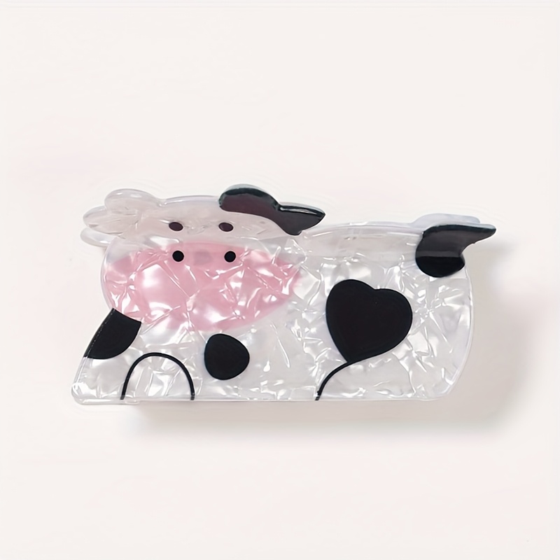 TEMU A Cute Cartoon Cow Hairpin With Acrylic Hairpins And Large Cute Animal Prints. Suitable For Festivals, Daily Life And School