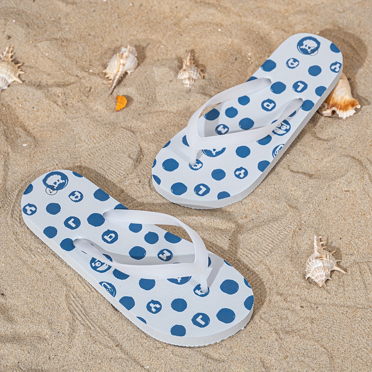 womens lightweight slip on flip flops quick dry beach sandals with     indoor outdoor shoes for pool bathroom vacation open toe cushioned   slippers multi color options   wash care poolside footwear decorative patterns breathable footwear Product details 6