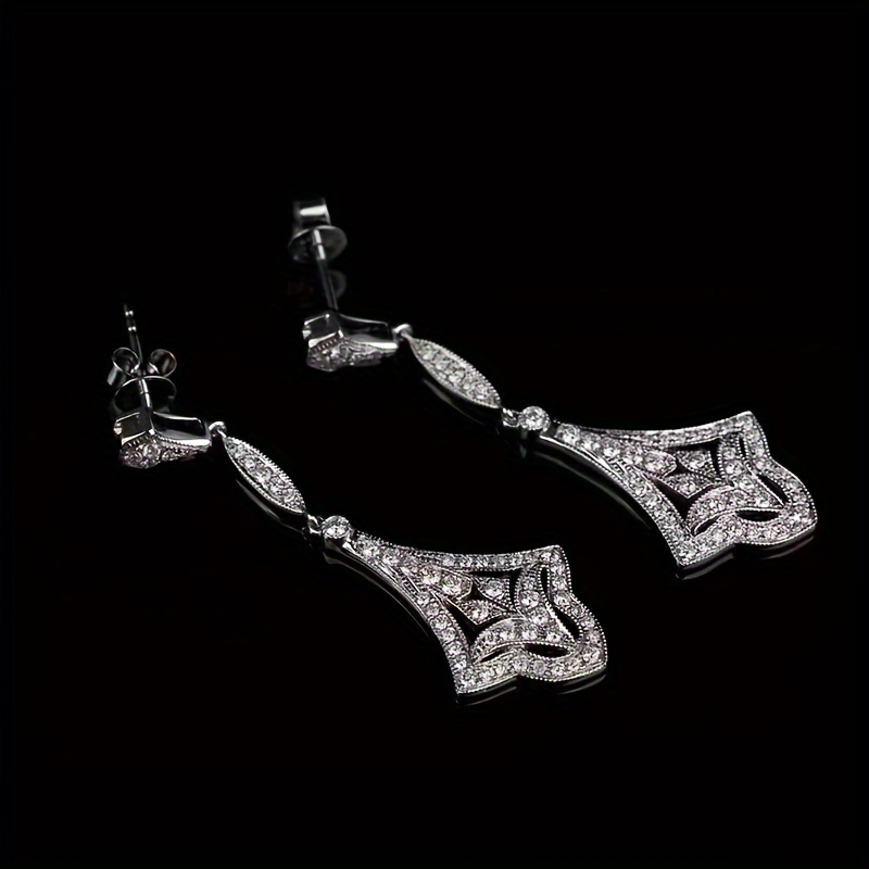 TEMU Exquisite Shiny Zirconia Pendant Earrings Hypoallergenic Earrings Women's Wedding Banquet Party Jewelry Gifts