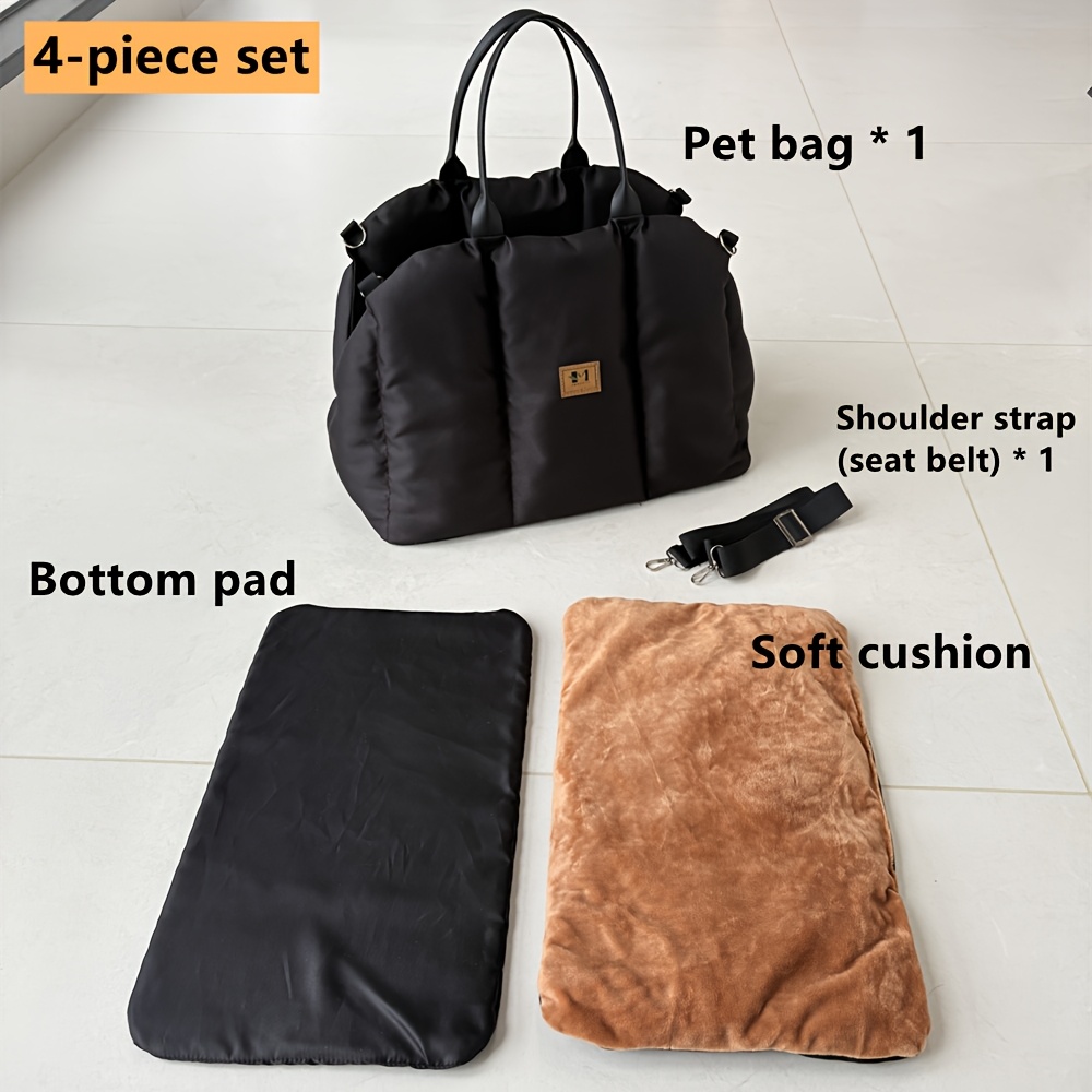 TEMU Xmaoers Dog Car Seat Carrier For Small - Washable Oxford Fabric Travel Carrier Bed With Adjustable Straps, Clip-on Leash & Hook-and-loop Closure