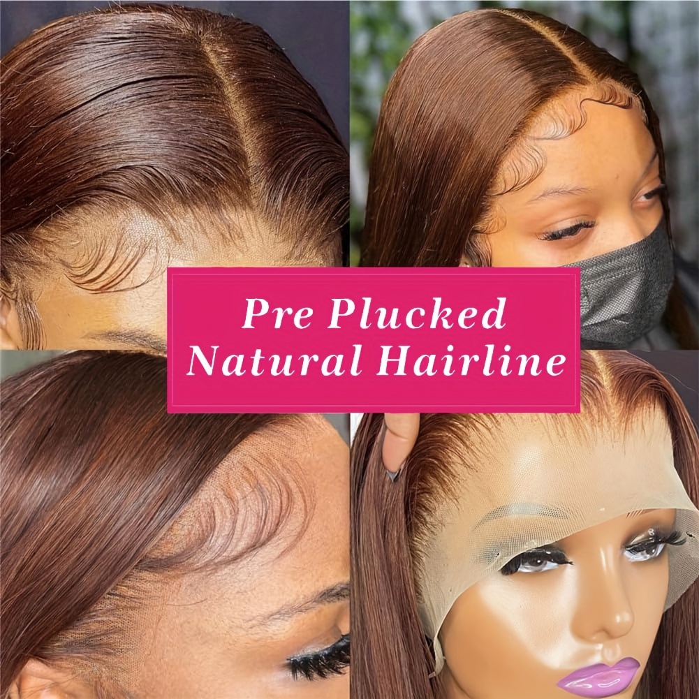 Color 4 Chocolate Brown 13x4 Lace Frontal Wigs Remy Temu