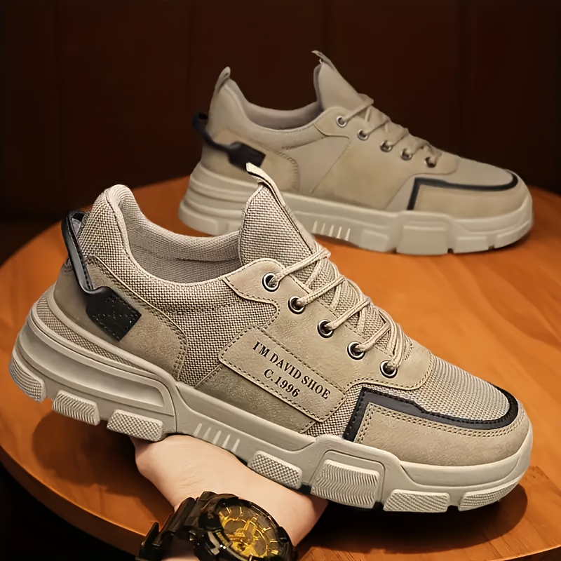 Men s Breathable Mesh Hiking Sneakers -   Low-Top Outdoor Shoes with Cushioned PVC Sole,    /Grey/Blue   for Running, Walking, Casual & Urban Streetwear - Durable -like Upper & Fabric Lining (Adjustable Lace Closure)