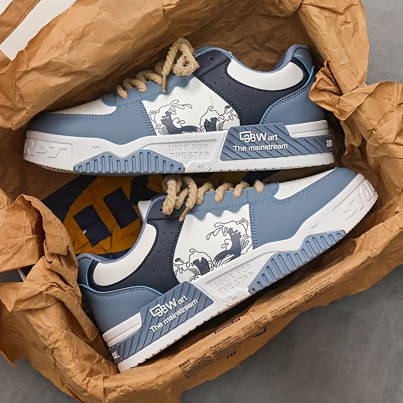 [zapatillas] Zapatos de skate bajos con cordones para hombre, zapatos casuales cómodos y duraderos para todas las estaciones, para caminar al aire libre y viajar.