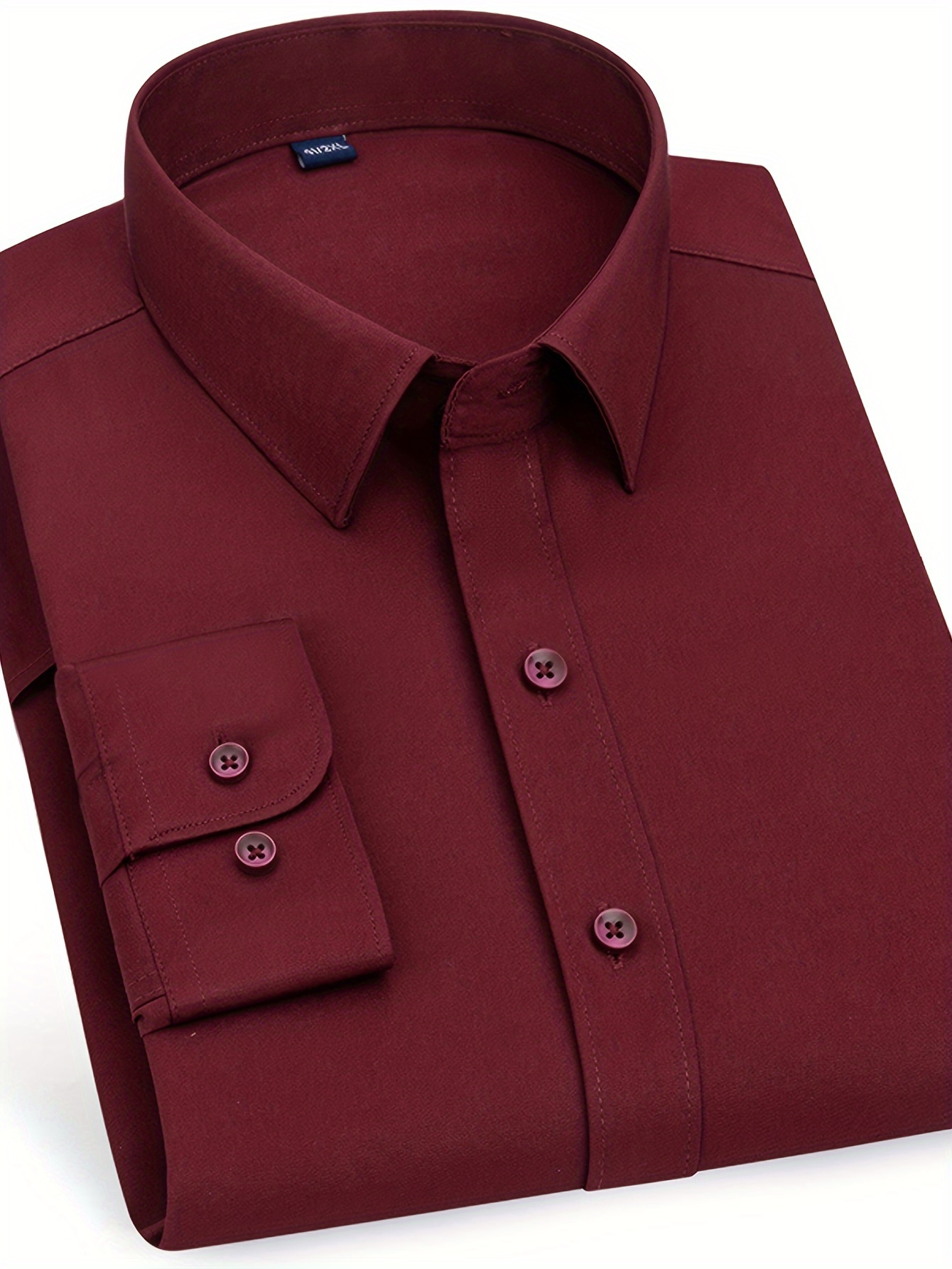 2pcs mens elastic solid color long sleeve button dress - Temu
