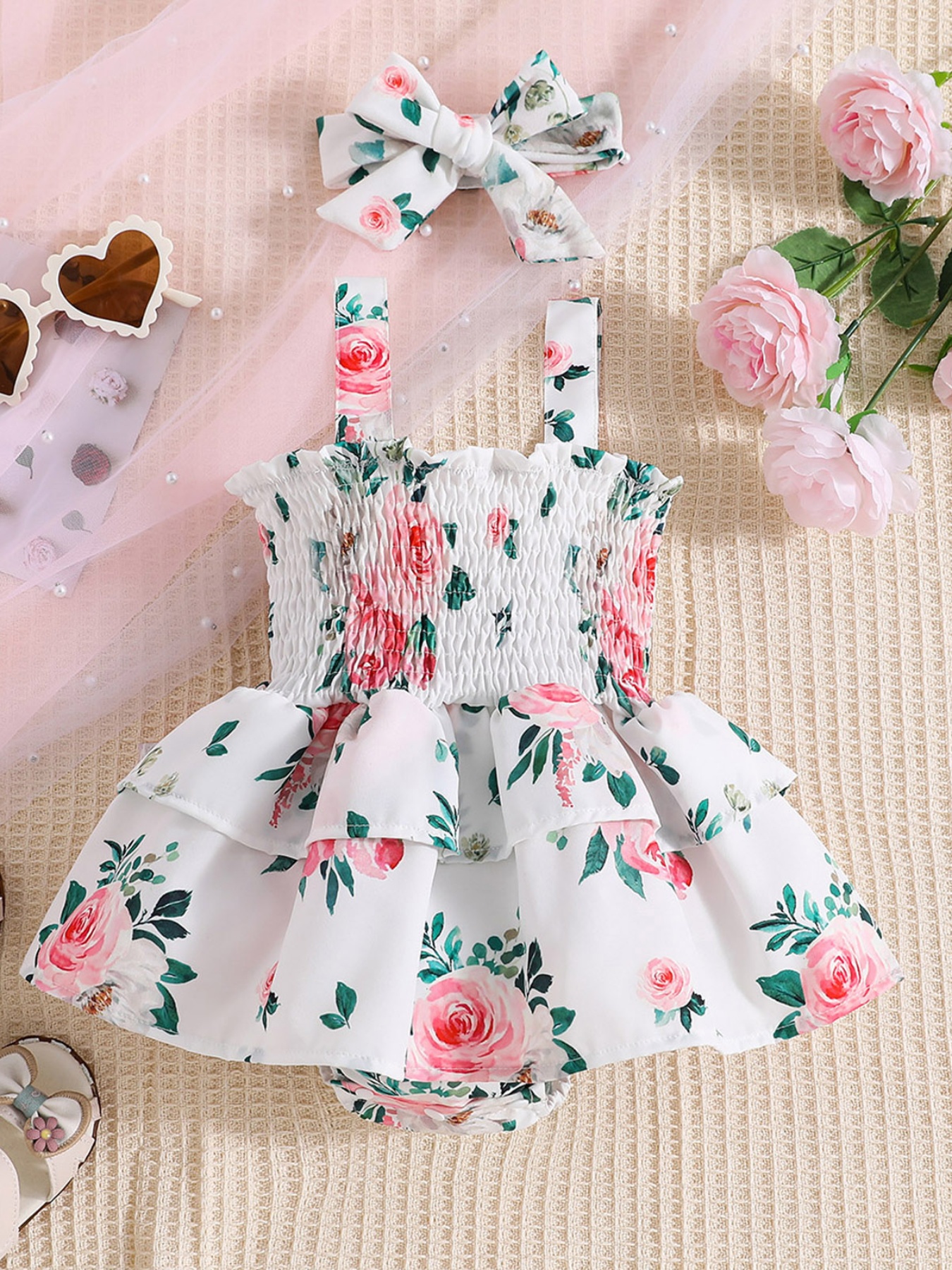 baby girls' summer floral sleeveless tutu romper dress Temu
